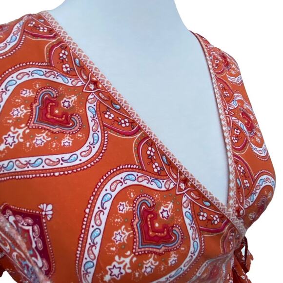 Medium Fall Maxi Dress Long Boho Medium Wrap Dress Cottage Prairie Orange Dress - Picture 9 of 16